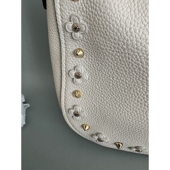 Coach Chelsea Shoulder Bag Studded with Floral Rivets Chalk White Leather Daisy - Picture 3 of 13